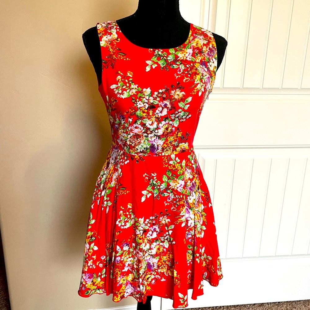 ModCloth Cotton Candy red backless floral dress